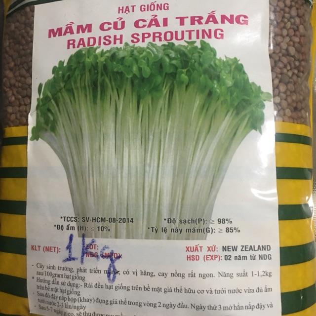 Hạt giống rau mầm các loại  200g (hướng dương, đậu hà lan, củ cải trắng, củ cải đỏ )