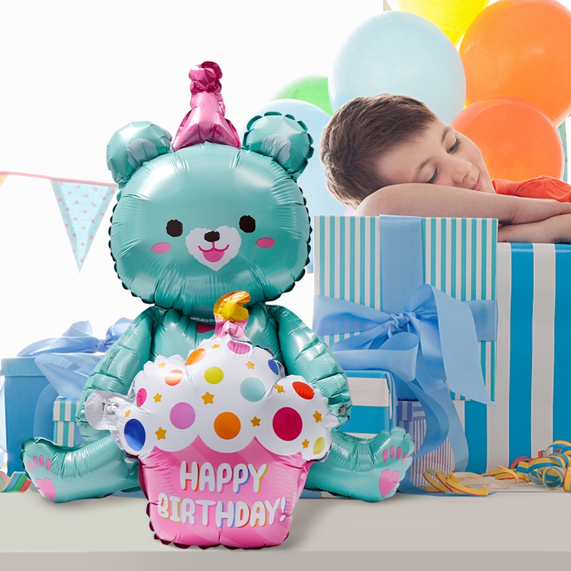 Bong Bóng Lá Nhôm Hình Gấu Hoạt Hình Dễ Thương Dùng Trang Trí Tiệc Sinh Nhật / Tiệc Tùng Cho Bé Gái