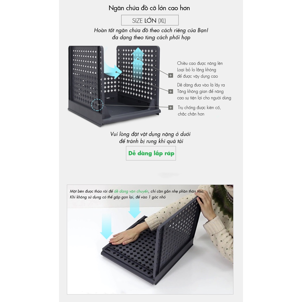 Kệ Ngăn Kéo [Ollyhome] Kệ Đựng Đồ Phân Chia Tủ Quần Áo, Đồ Dùng Gấp Gọn Thông Minh Size M Phong Cách Hàn Quốc ST39