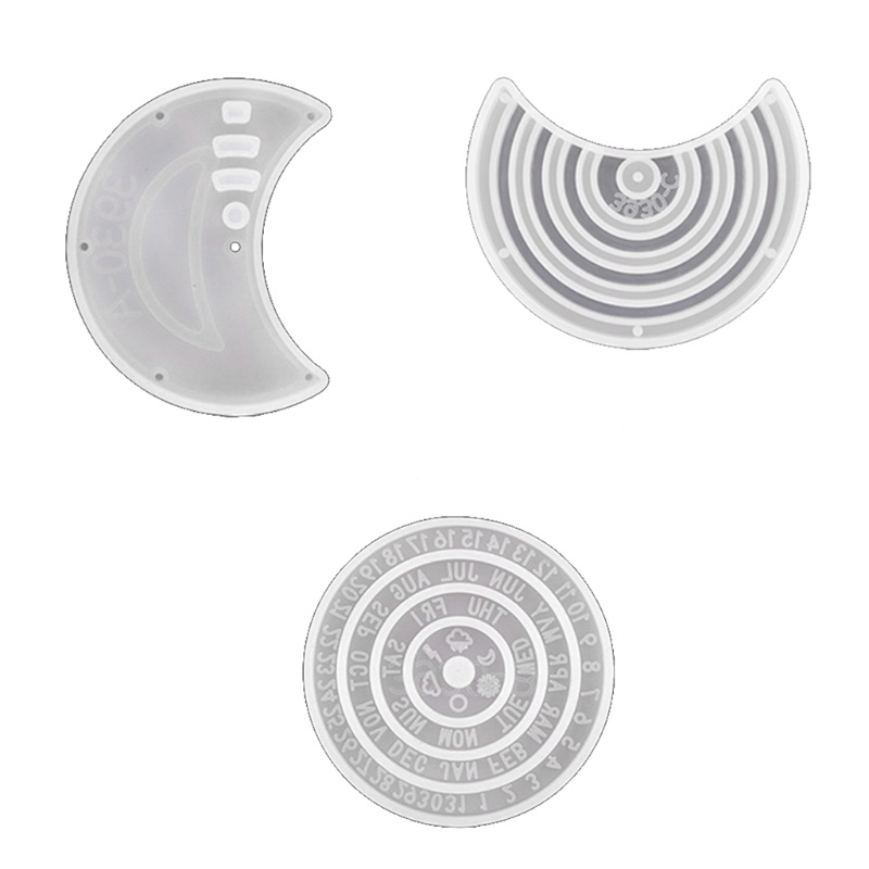 1 Bộ Khuôn Silicone Hình Mặt Trăng / Trái Tim Làm Lịch Treo Trang Trí Thủ Công