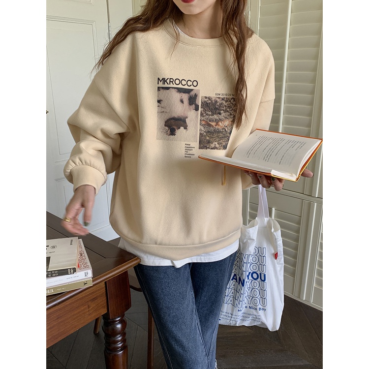 Áo Nỉ Sweater nữ Cao cấp Hàn Quốc Áo Sweater nữ Form rộng In hình Ulzzang Thời trang | BigBuy360 - bigbuy360.vn