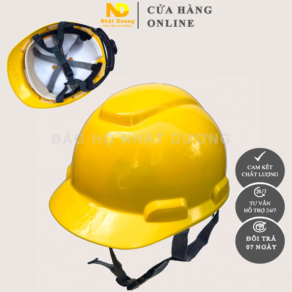 Mũ bảo hộ lao động Nhật Dương khóa vặn lót xốp màu vàng N08, Nón bảo hộ lao động chống nóng bảo vệ đầu