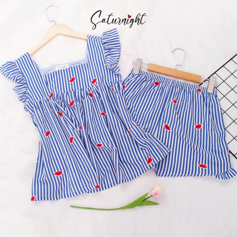 Đồ bộ nữ SATURNIGHT mặc nhà, đồ bộ nữ sát nách lụa thoáng mát, không nhăn A104