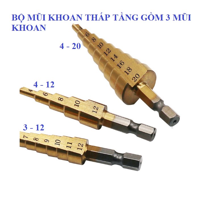 Bộ 3 Mũi Khoan Tháp
