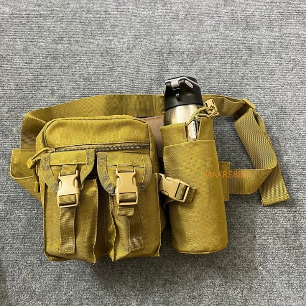 Túi Đeo Hông Đi Phượt Dã Ngoại Kèm Chai Nước Tiện Dụng Chất Liệu Vải Bố Bền Đẹp Chống Thấm