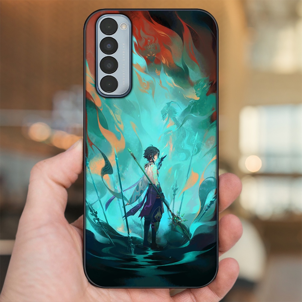 Ốp lưng Oppo Reno 4 Pro viền đen in hình Xiao Genshin Impact