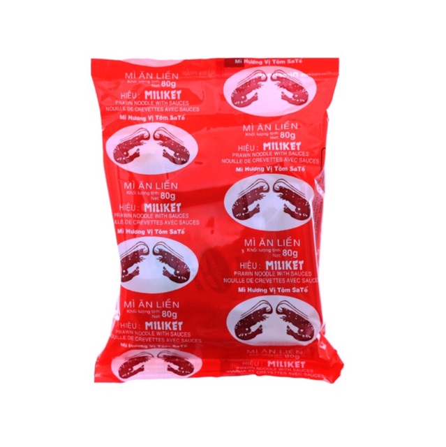 Thùng 30 gói mì Miliket tôm đỏ