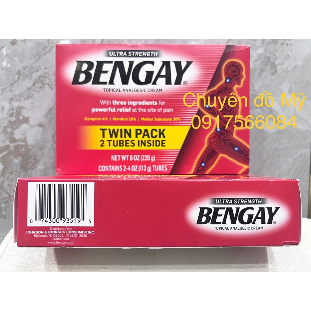 Date 8/2024_ Hộp 2 tuýp kem xoa bóp BenGay Ultra Strength 113g của Mỹ