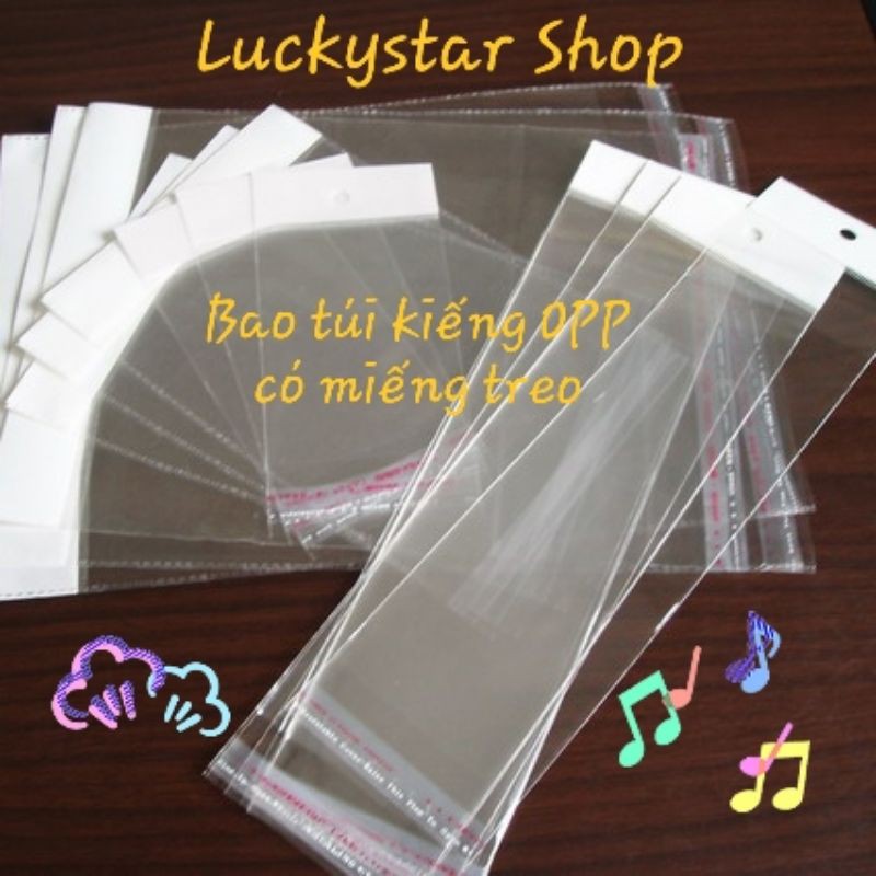 [Set 100 cái] ☆ Bao Kiếng Trong/Túi Bóng Kính OPP có miếng màng ngọc có lỗ treo hoặc không có miếng treo, nhiều kích cỡ.