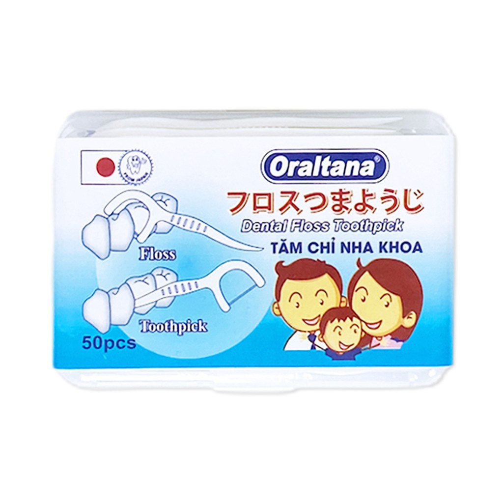 Tăm chỉ nha khoa Oraltana hộp 50 cái, tăm xỉa răng nha khoa y tế chất lượng cao, loại trừ các mảng bám - 1 Hộp
