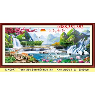 Tranh thêu chữ thập Phong cảnh sơn thủy hữu tình