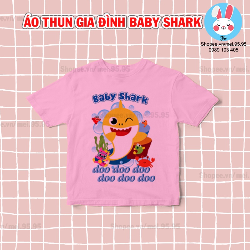Áo thun gia đình in hình baby shark, áo baby shark cho bé