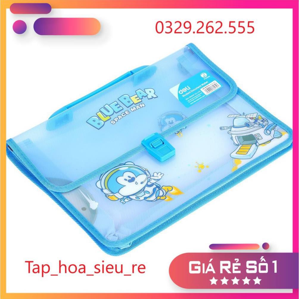 (Rẻ Vô địch) Cặp nhựa học sinh hai ngăn siêu bền DELI, Hình vẽ hoạt hình siêu cute E38134