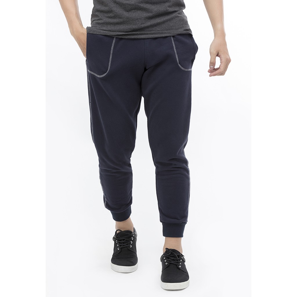 Quần dài jogger nam form rộng Phúc An 1060 (đen - xám)