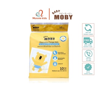 Miếng lót thay tã bỉm Moby Baby chống thấm cho bé sơ sinh 10 miếng - Monnie Kids