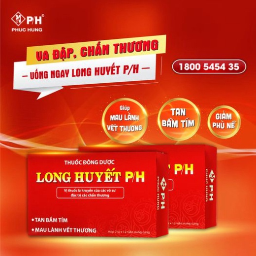 [Chính hãng] Long huyết PH - tan bầm tím, mau lành vết thương hở, phục hồi sau phun xăm môi mày, PTTM