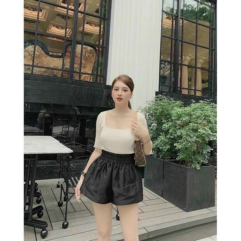 Quần sooc nữ tatac mền đẹp quần đùi phồng short 2 túi cạp chun nhiều màu-Minxy shop