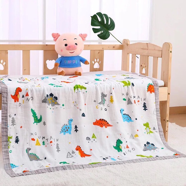 Chăn xô cotton 6 lớp FREESHIPkích thước1.1mx1.1m bo viền siêu đẹp❤️đóng túi zip