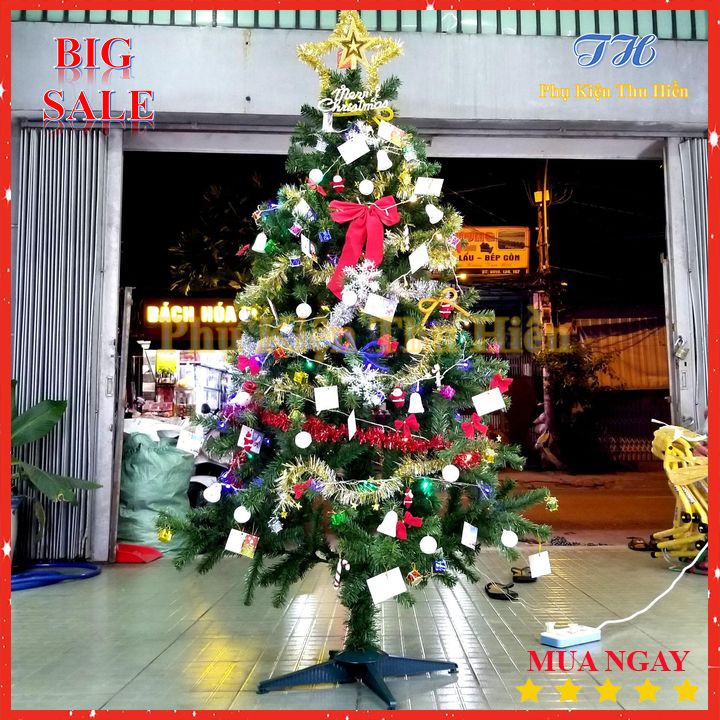Cây thông noel 1m8 trang trí giáng sinh cho nhà cửa, phòng khách, phòng ngủ Full phụ kiện trang trí (180cm)