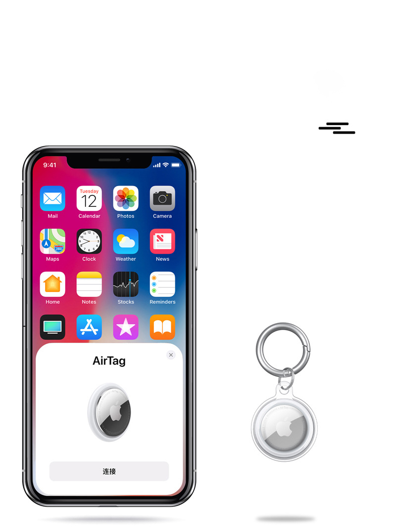 Vỏ da bảo vệ Apple AirTag trong suốt có móc khóa tiện dụng