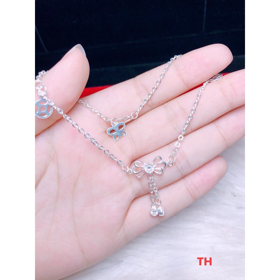 Lắc chân nữ bạc ta gắn hình nơ nhỏ xinh xắn LINH MIU SILVER