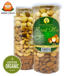 Hộp Mixed Nuts 4 Loại Hạt Đã Tách Vỏ 500gr, Hạnh Nhân, Macca, Mắc Ca, Hạt Óc Chó, Hạt Điều