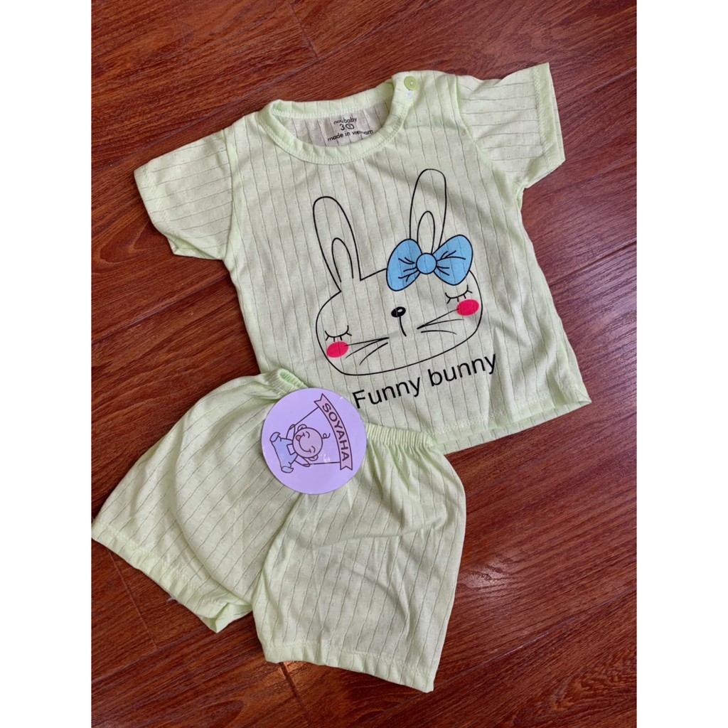 Bộ Cotton Giấy Mặc Nhà Cộc Tay Màu Họa Tiết Hình Dễ Thương Mẫu Mới Cho Bé 5-15kg