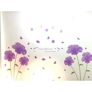 decal dán tường hoa tím