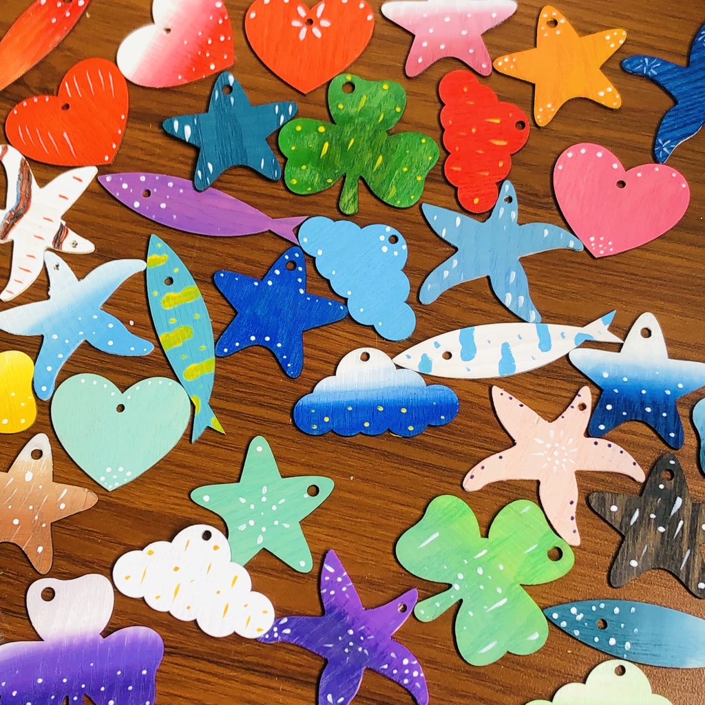 Họa tiết handmade gỗ 5K đã tô màu thủ công hoàn thiện trang trí nhà cửa, dán tường, treo trang trí siêu xinh