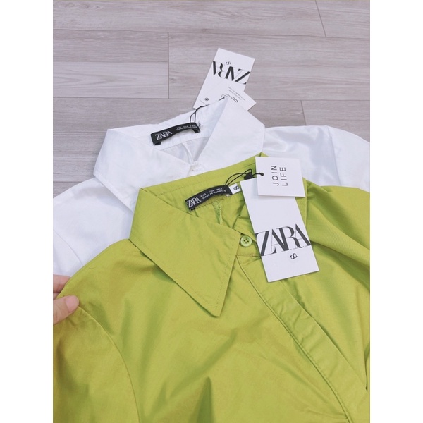 Váy sơ mi cổ tàu rúm trước