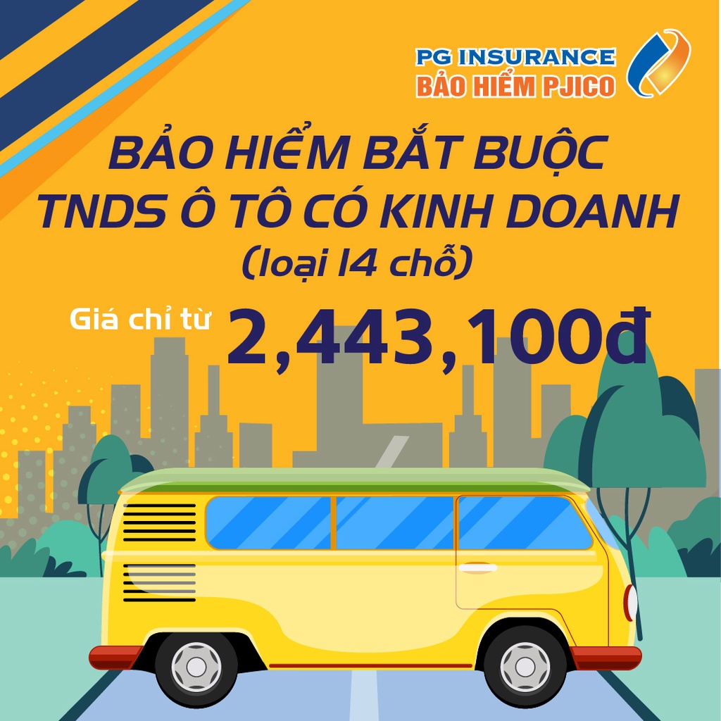 Toàn Quốc [E-voucher] PJICO - Bảo hiểm TNDS bắt buộc xe ô tô có kinh doanh - Loại 14 chỗ ngồi