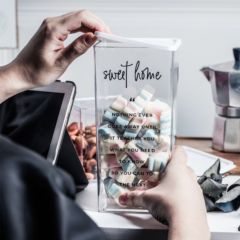 Hộp nhựa đựng thực phẩm khô có nắp đậy phong cách Bắc Âu tùy chọn kích thước