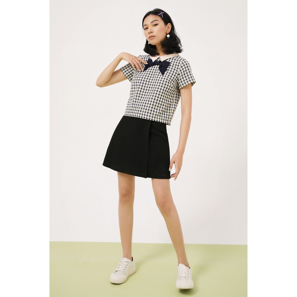Áo Top gingham cổ trắng phối nơ cổ 1AO1050 ADORE DRESS | BigBuy360 - bigbuy360.vn