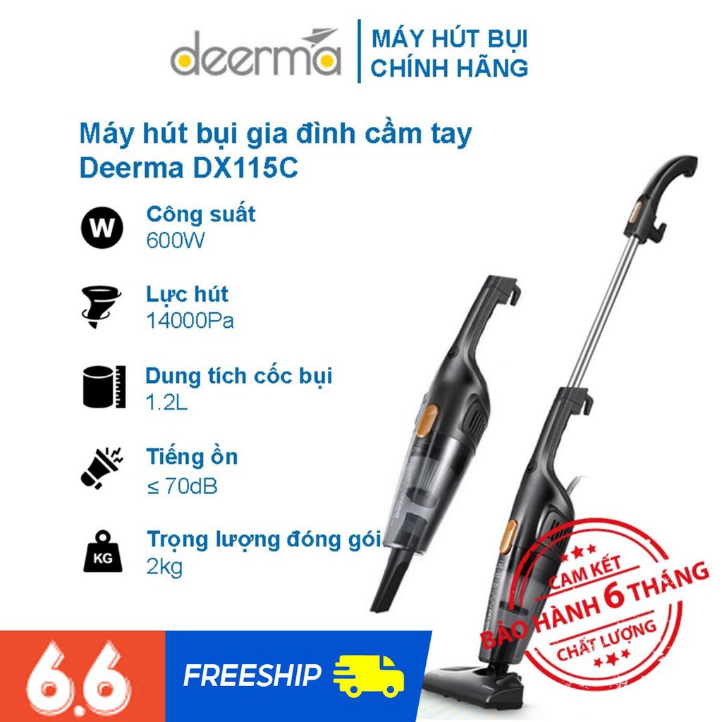 [DEERMA] Máy Hút Bụi Gia Đình Cầm Tay Deerma DX115C Công Suất 600W Lực Hút 14000Pa Bảo Hành 6 Tháng Kèm 3 Đầu Hút | WebRaoVat - webraovat.net.vn