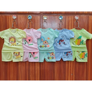 Combo 5 bộ quần áo cộc tay cho bé 100% cotton size 2-6