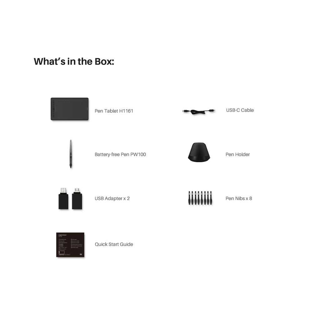 Bảng vẽ HUION Inspiroy H1161 vùng làm việc lớn, hỗ trợ máy tính & Android