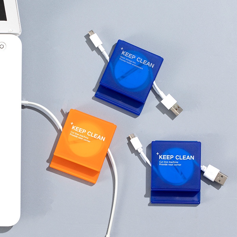 Set 2 Hộp Đựng Tai Nghe/ Cáp Sạc USB Hình Vuông Bằng Nhựa Tiện Dụng Giá Đỡ