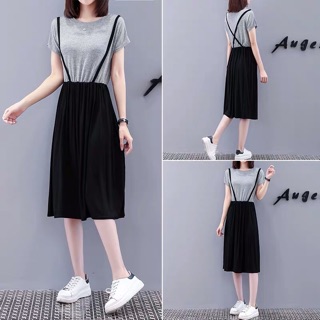 {order bigsize,M-4xl}Váy liền phối 2 mảnh may 2 dây tiểu thư