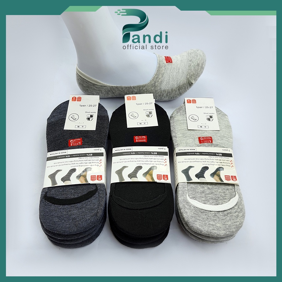 Tất Lười Nam COTTON BAMBO sợi tre chống hôi chân PANDI, Thông Hơi Thoáng Khí, SIÊU Co Giãn 3 Màu Size 36-42