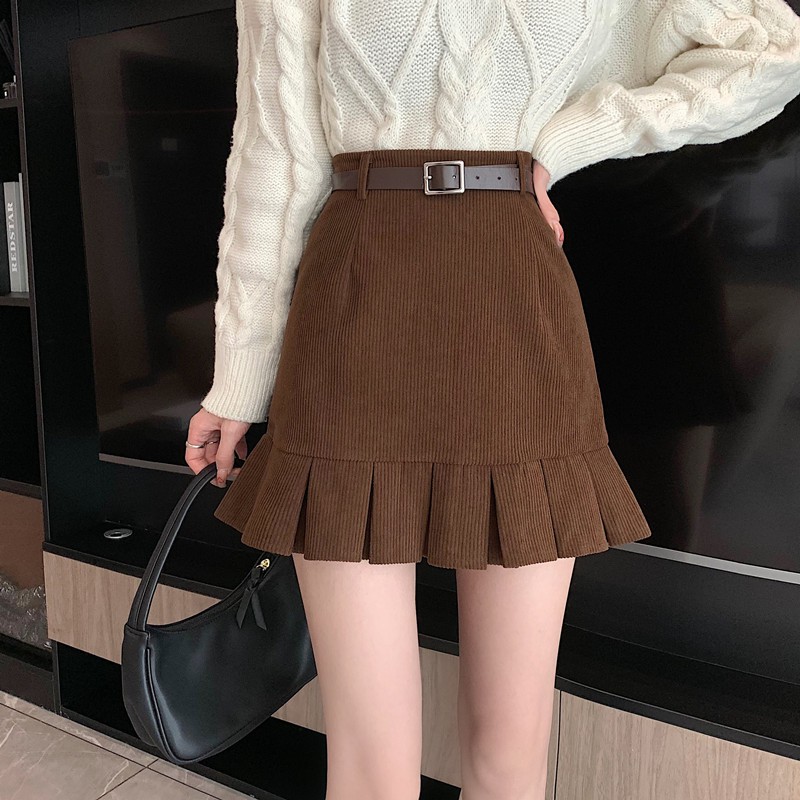 Chân váy ngắn kiểu đuôi cá xếp ly chất nhung tăm siêu xinh - Sogeum.store | BigBuy360 - bigbuy360.vn