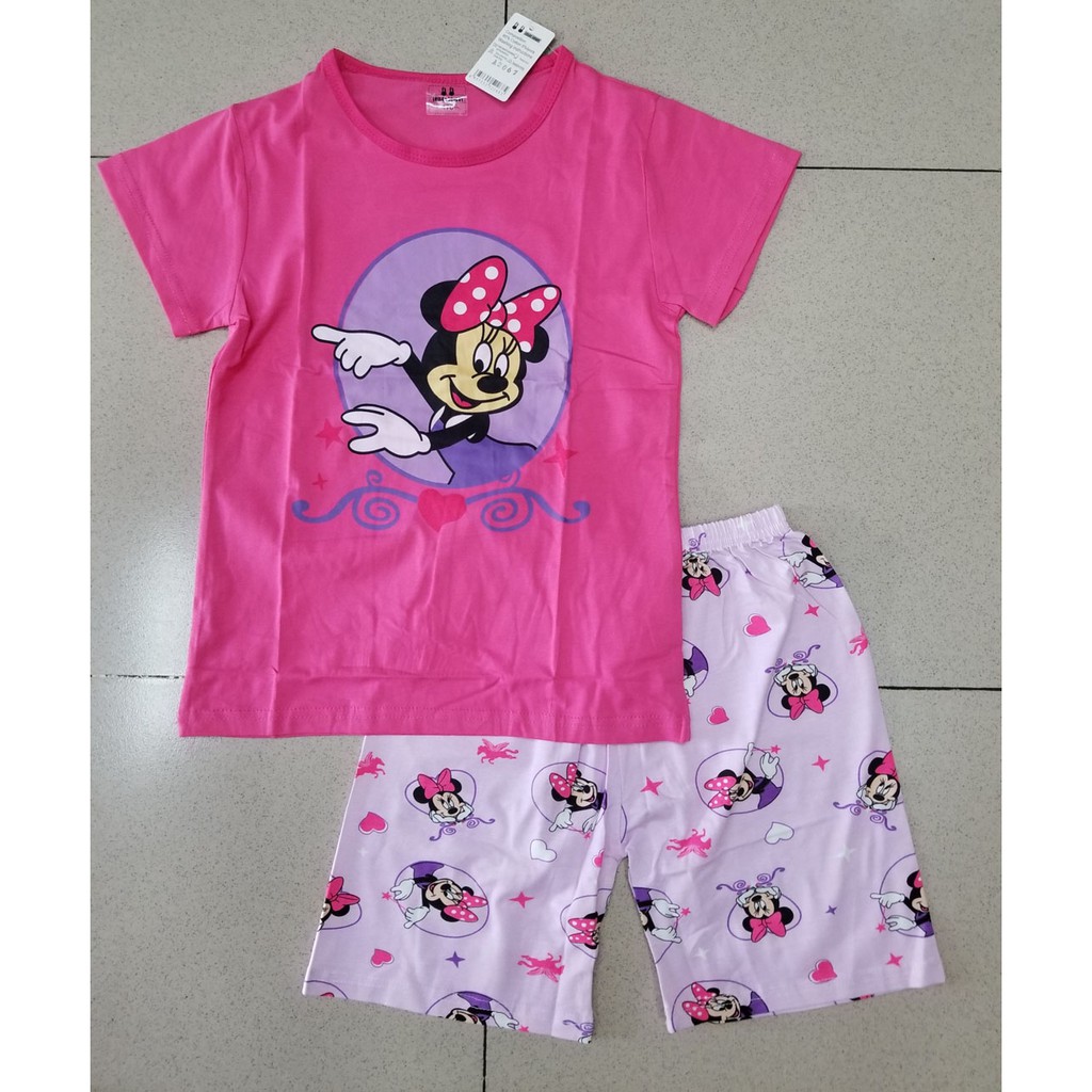 Bộ thun cotton lạnh bé gái in chuột mickey đại cồ