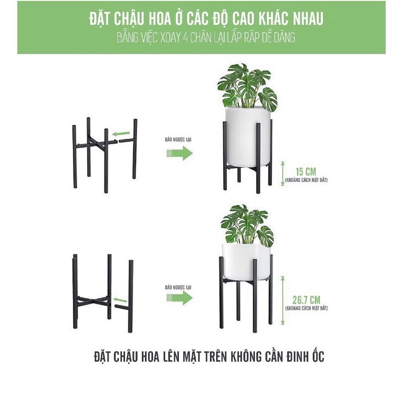 Chân giá đỡ đôn chậu cây bằng sắt 20cm-30cm GREEN HOME