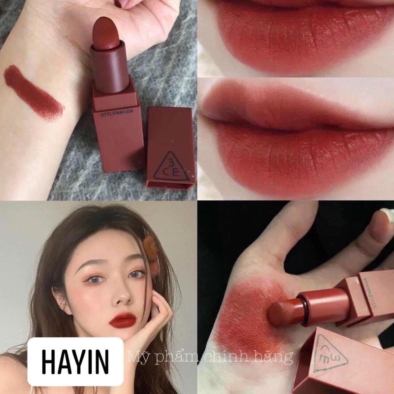 Son 3Ce 909 Smoked Rose – Đỏ Gạch Đẹp Nhất Mood Recipe - Trang Điểm Môi