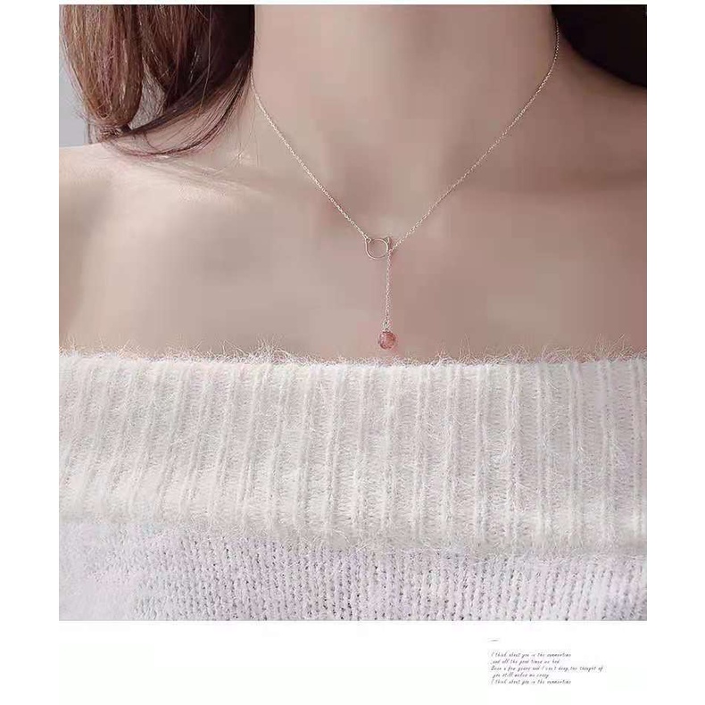 Dây chuyền,Vòng cổ thạch hồng xinh xắn phong cách