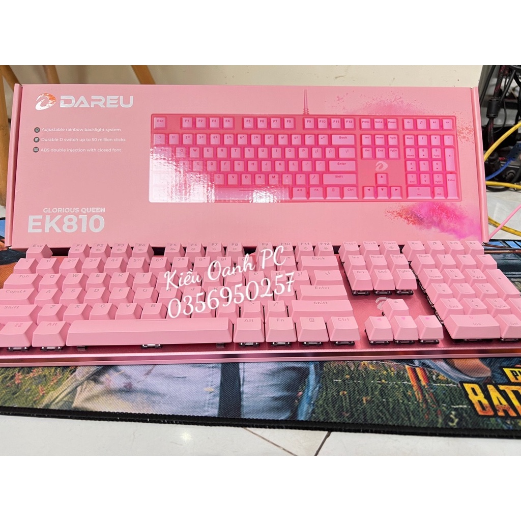 Bàn phím cơ Gaming Dareu EK810 Hồng Pink - Mới Bảo hành Hãng 2 Năm