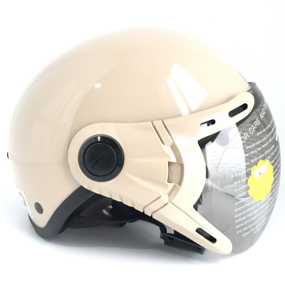 Mũ bảo hiểm nửa đầu có kính cao cấp - vòng đầu 56-58cm - Kính chống lóa - GRS A33K - Sữa