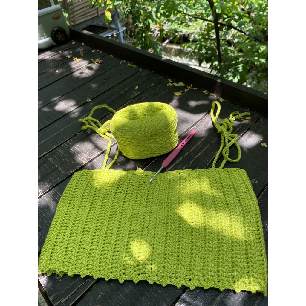 Áo crotop 2 dây La Boutique len đan dây handmade màu sắc rực rỡ đi biển du lịch