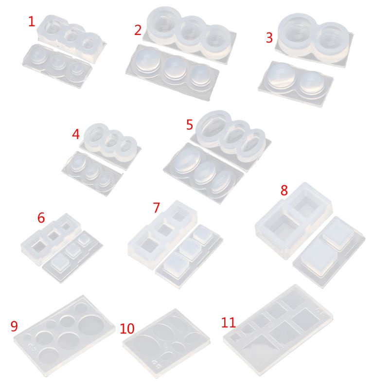 ✿ Khuôn Làm Cát Chảy Resin UV Resin Hình Học Rỗng Hình Vuông Tròn Dạng Elip