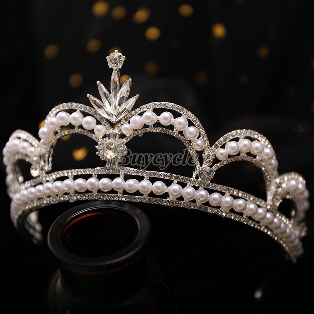 Băng Đô Vương Miện Đính Đá Và Ngọc Trai Nhân Tạo Thời Trang