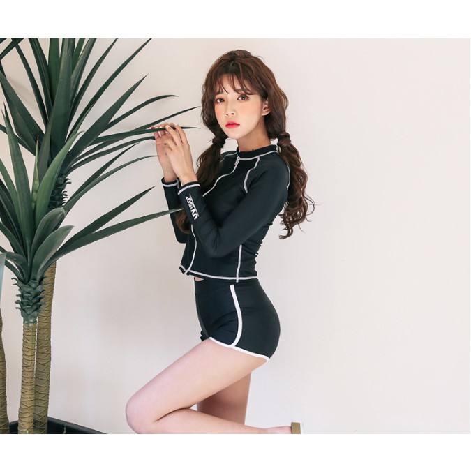 (Có sẵn, video)Bikini 3 mảnh đồ bơi áo tay dài chống nắng, áo lót trong nâng ngực, quần short ngắn kiểu Hàn Quốc mẫu mới | BigBuy360 - bigbuy360.vn